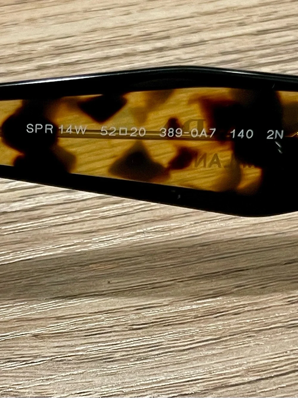 Prada Cat-Eye Sunglasses SPR 14W 389-0A7 Two-Tone Tortoise & Black 52mm